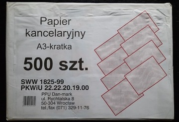 Papier kancelaryjny A3 kratka 500 arkuszy