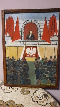 OBRAZ STANISŁAW MROZOWSKI ORYG OLEJ LIDER ZŁA 1983