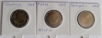 2 EURO SŁOWENIA 2008 MALTA 2009 PORTUGALIA 2008