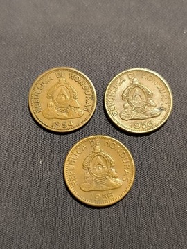 HONDURAS 2 CENTAVOS ŁĄCZNIE 3 SZT ROCZNIKI 1954-56