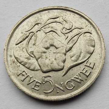 ZAMBIA 5 Ngwee 1987 ŁADNA