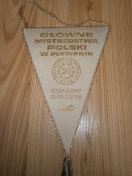 Proporczyk sportowy pływanie MP Kraków 1972