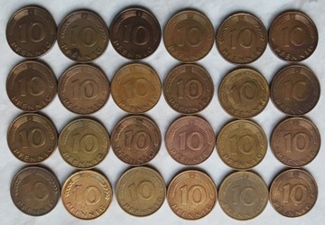 Niemcy-10 Pfennig-od 1950r do 1995r -24szt