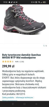 Buty górskie róż.36 raz ubrane