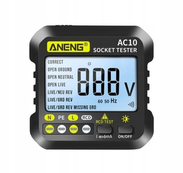 Aneng AC10 tester gniazd elektrycznych, multimetr 