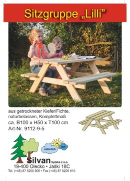 Stolik z ławeczką dla dzieci drewniany nowy