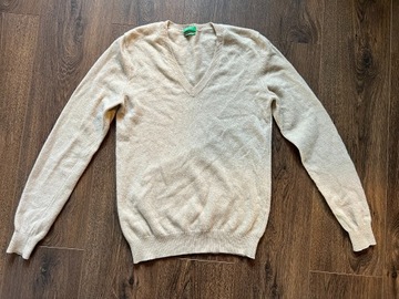 Sweter wełniany Benetton M 38 beżowy 100% wełna