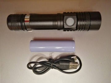 Wodoodporna latarka LED z akumulatorem 3 tryby