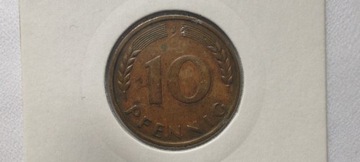 Niemcy 10 fenigów, 1967 r. Znak menniczy „J”. #S36