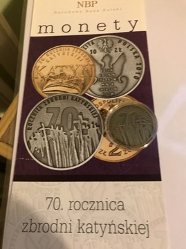 10 zł 70 rocznica zbrodni katyńskiej + folder