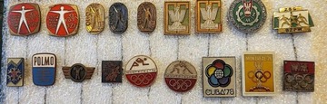 Zestaw odznak sportowych i organizacyjnych