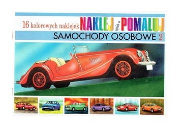 Samochody osobowe kolorowanka z naklejkami 2001 r