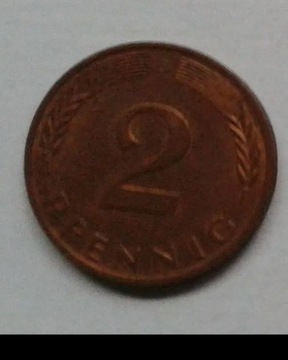 Moneta niemiecka 2 PFENNIG fenigi BRD RFN z 1984