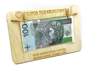 Drewniany kupon podarunkowy / voucher 