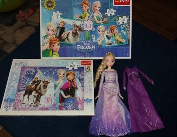 Kraina Lodu Frozen puzzle lalka Elsa suknia x2