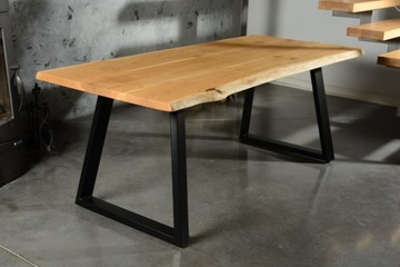 Stół drewno lity dąb nowoczesny metalowe nogi loft