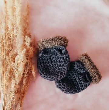 Rękawiczki niemowlęce z wełny merino mokka