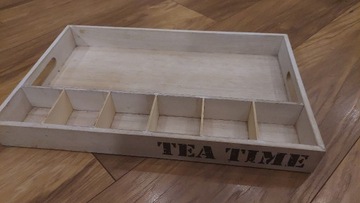 Taca drewniana przegródki na herbatę 46/28cm