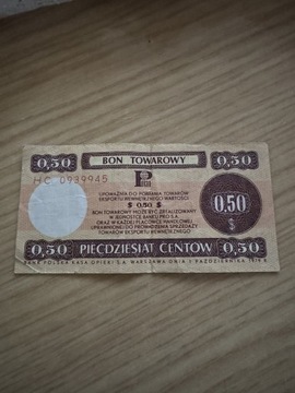 Stary bon towarowy 0,50 $ 1979 rok
