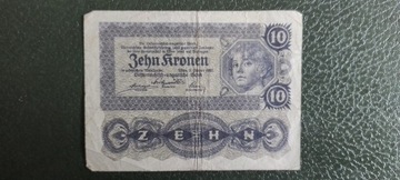  Banknot 10 koron 1922 r.