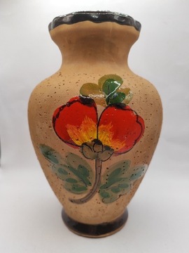 Duży wazon szkliwiony surowa glinka handmade 