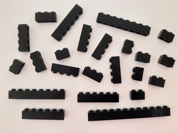 Klocki Lego brick czarne 1x2 1x3 1x4 1x6 1x8 1x12