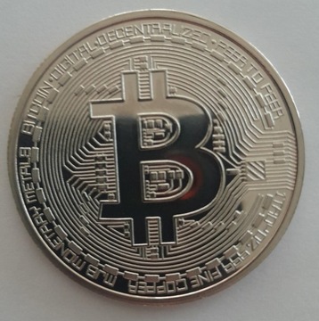 Bitcoin moneta kolekcjonerska BTC- srebrna