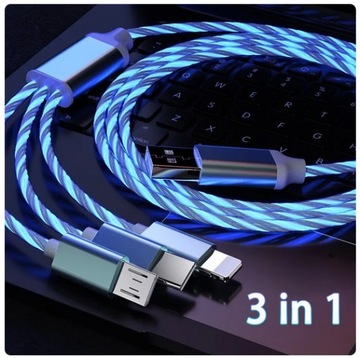 Przewód USB rodzielacz świecący USBC micro iPhone