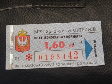 Bilet komunikacja MPK Gniezno 1.6 zł 