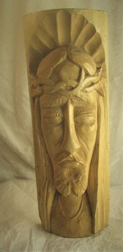 CHRYSTUS W KORONIE CIERNIOWEJ rzeźba w drewnie syg