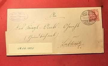 Koperta Listu z gabinetu Dr. Freund -a z 1901 roku