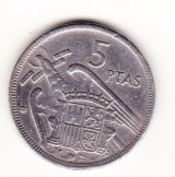 HISZPANIA ... 5 peset ... 1957 ... KM 786