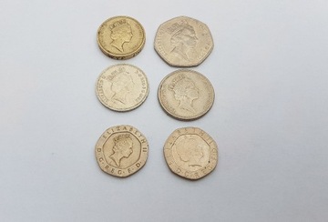 Monety Wielka Brytania / 1 Funt / 5, 10, 20, 50 Pence
