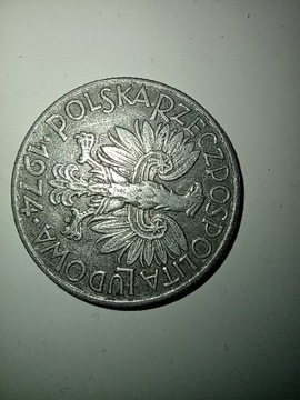 Moneta PRL rybak 1974 5zl
