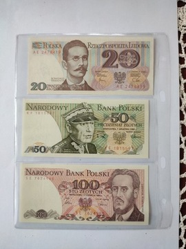 Banknoty prl 20,50,100 zł