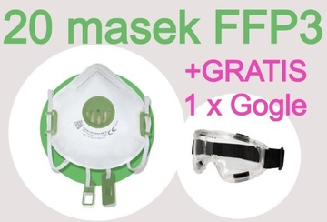 20 sztuk maski filtrującej FFP3 Oxyline + GRATIS