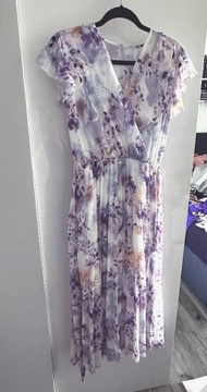 Maxi sukienka włoska plisy kwiaty floral fiolet li