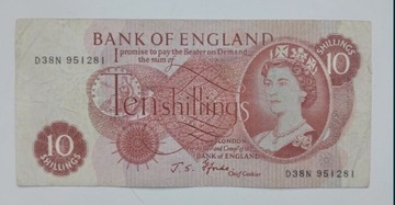 10 szylingów Anglia banknot taki jak na zdjęciu