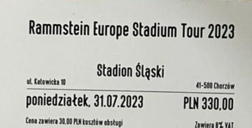 Rammstein Chorzów - bilety na płytę stadionu