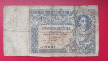 Banknot 20 zł 1931 r. Seria AX
