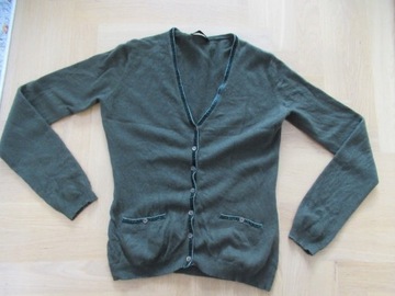FFC sweter khaki 100% kaszmir 36 34 zielony