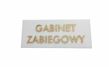 TABLICZKA BIAŁA GABINET ZABIEGOWY ZŁOTY NAPIS