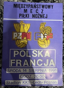 Program meczowy Polska - Francja 1991