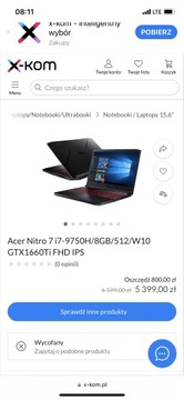 Laptop Gamingowy Acer nitro 7