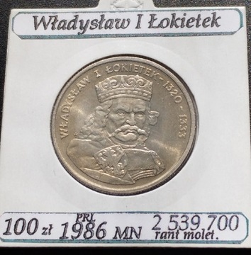 100zł-1986r-Władyslaw l Łokietek