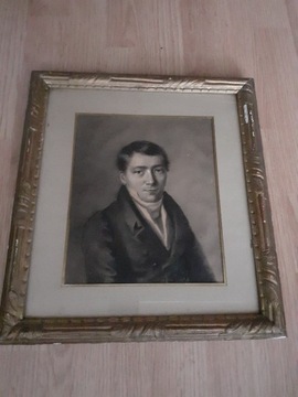 Portret mężczyzny XIX w., ok 1840, węgiel i kredka