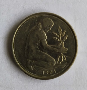Moneta 50 pfenningów niemieckich, 1981 rok
