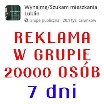 Reklama na grupie Facebook 20000 członków - 7 dni