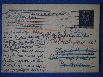 OFLAG X A 1940  DRUK POWSZECHNEGO UŻYCIA KARTKA POCZTOWA GG ZWROT