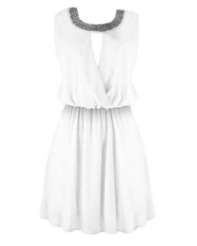 Sukienka biała kolia ślub studniówka